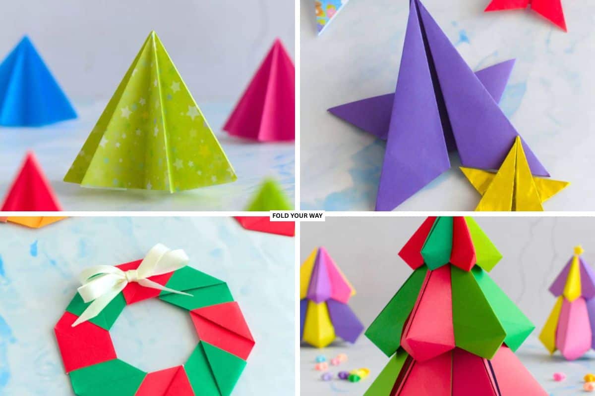 Origami decorations for Christmas.