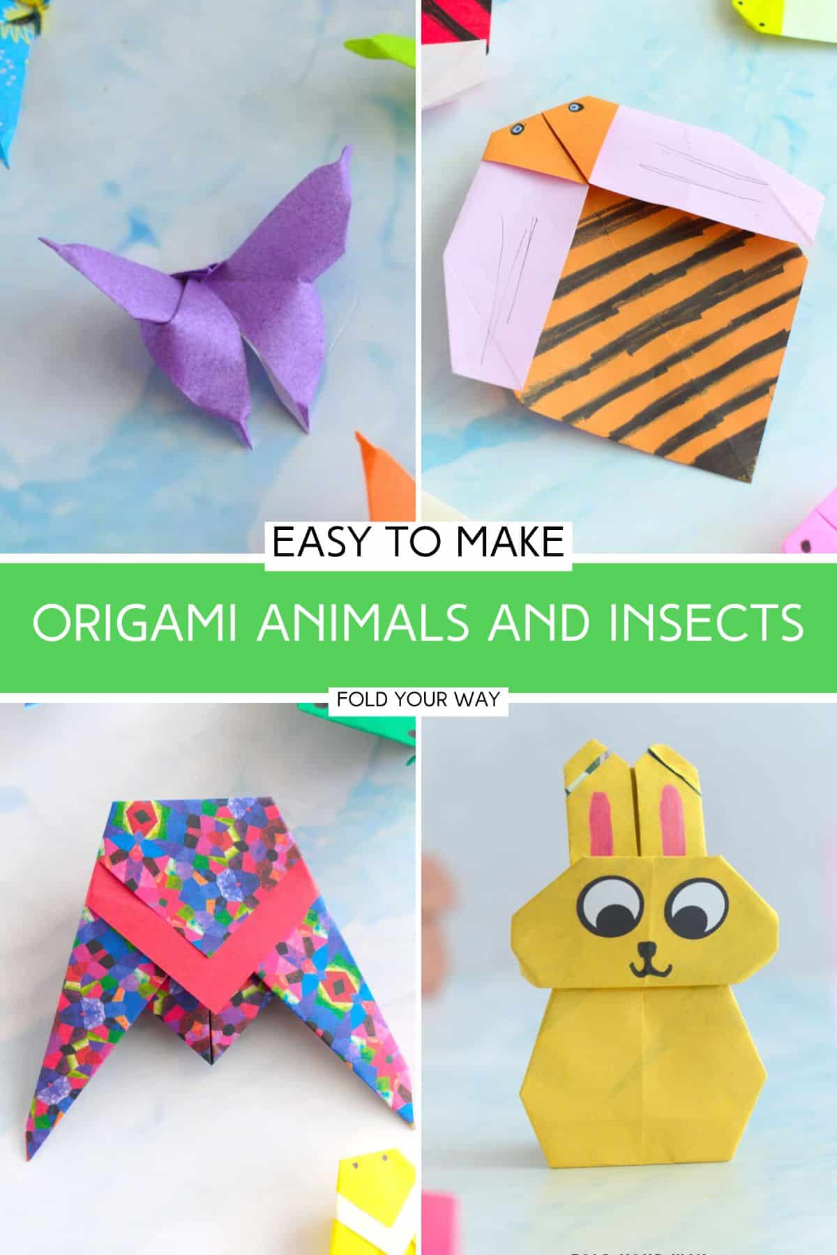 Origami animals and insects.