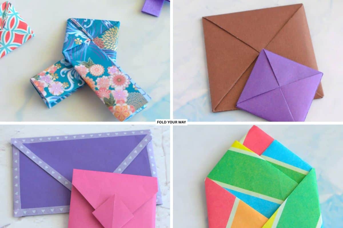 Collage of origami letterfolds.
