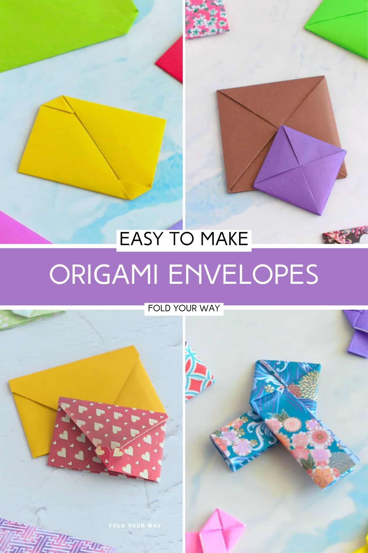 Collage of origami envelopes.