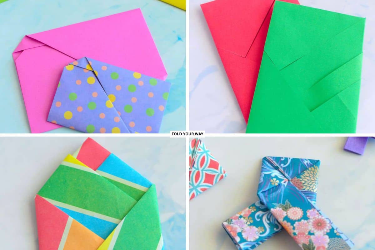 Collage of traditional origami letterfolds.