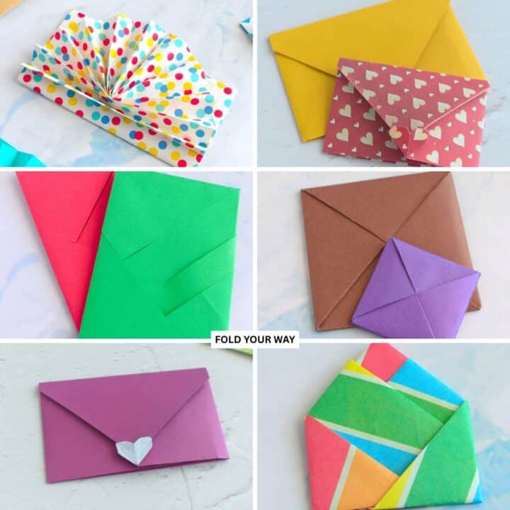 Collection of origami envelopes.