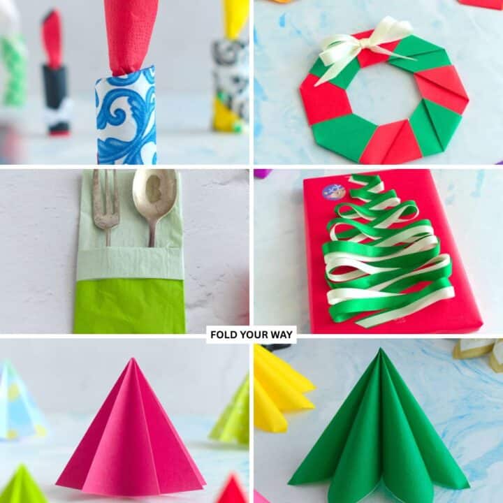 Collage of Christmas paper crafts.
