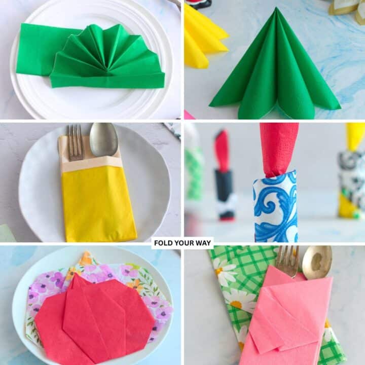 Collage of napkin folds.