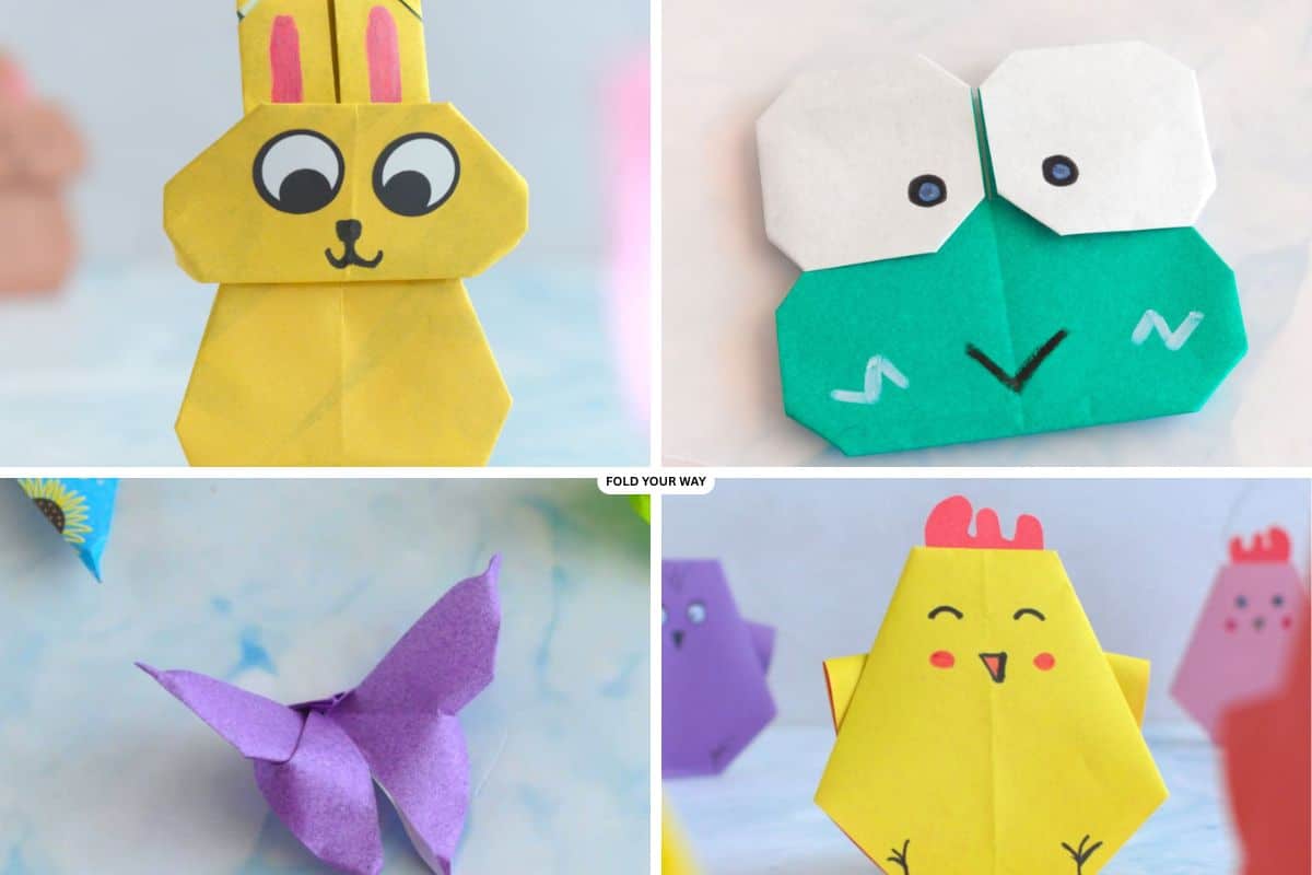Collage of paper animals and insects.