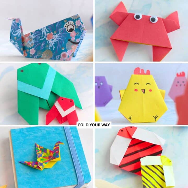 Collection of origami animals.