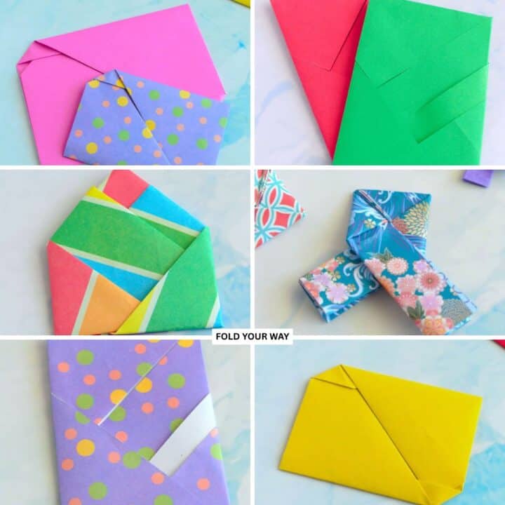 Origami letterfolds collage.