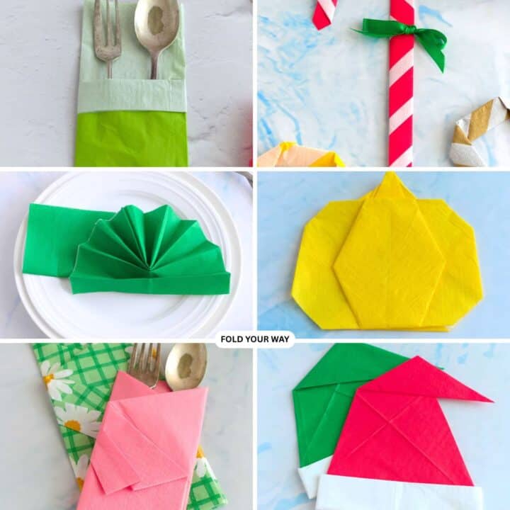 Collage of napkin folds.